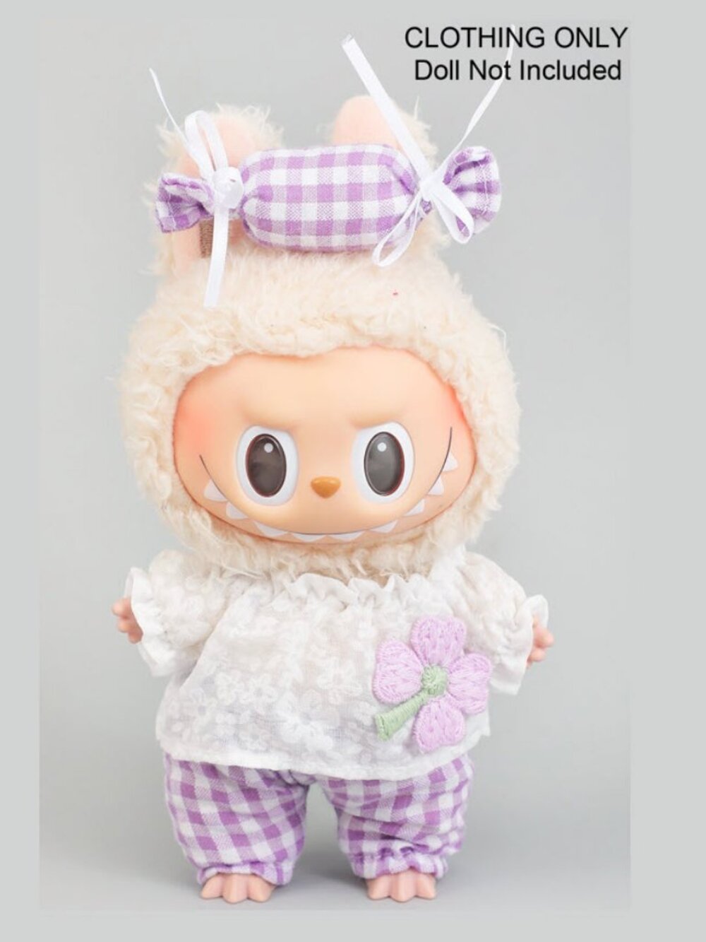 Labubu Flower Gingham Bow Outfit